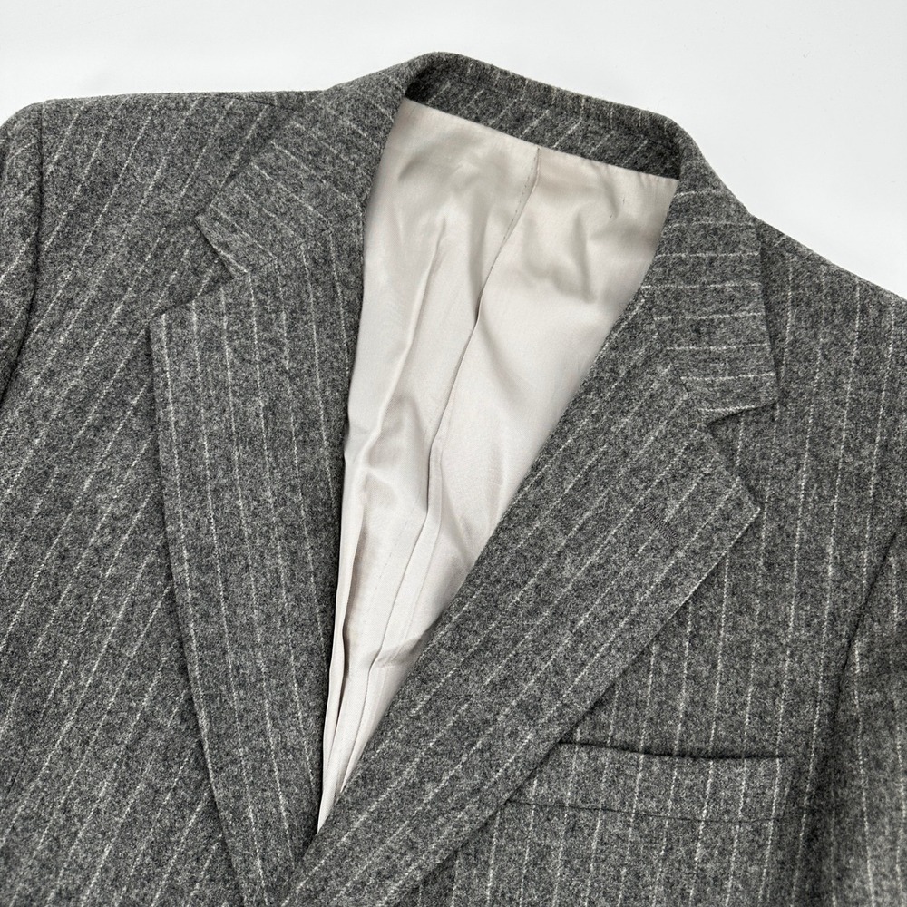 Vintage Don Robbie Grey Pinstripe Wool Two Button Blazer Sport Coat 46 Formal